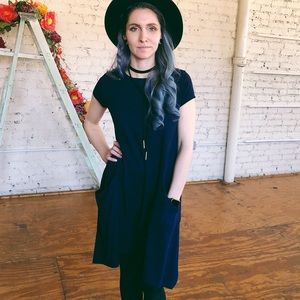 Navy Suede POCKET Dress 😘